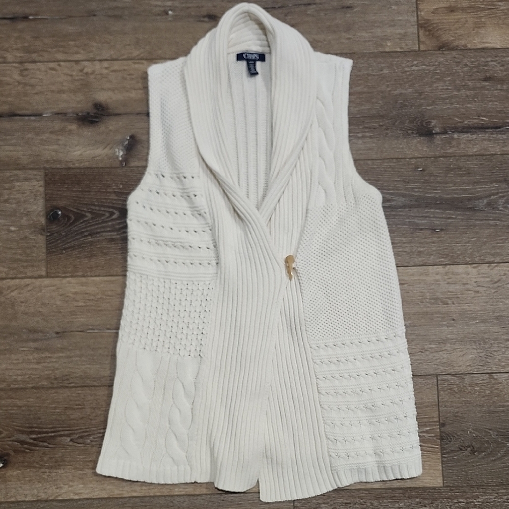 SOLD! SOLD! SOLD!  CHAPS Ralph Lauren Creamy Beige Cable Knit Cardigan Vest